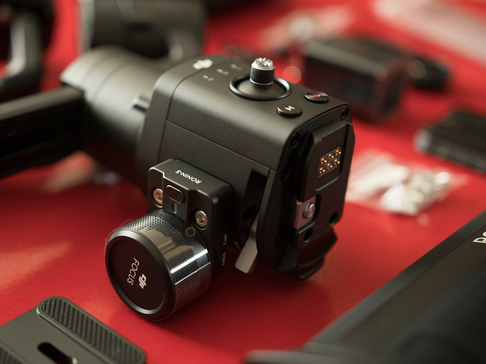 DJI Ronin-S focus knob, thumb joystick and battery connection surface