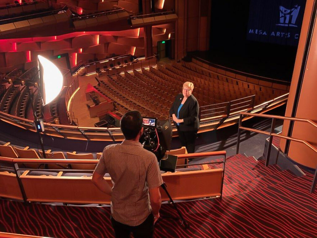 Behind the scenes photo of a video production for a nonprofit